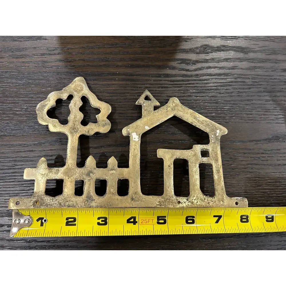Vintage brass key holder decorative house shape wall mount